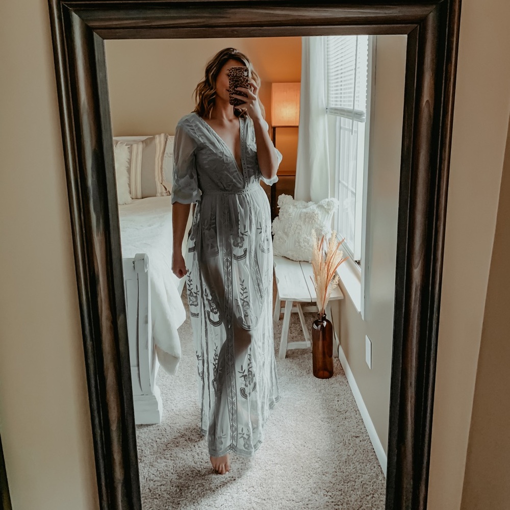 Teal Lace Maxi Dress